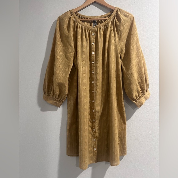Anthropologie Golden Button-Front Mini Dress - Picture 2 of 10